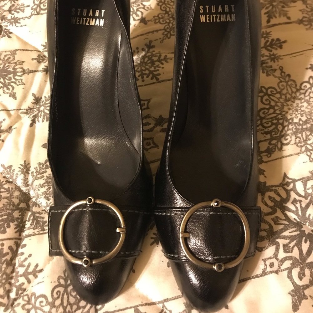 Stuart Weitzman black leather pumps